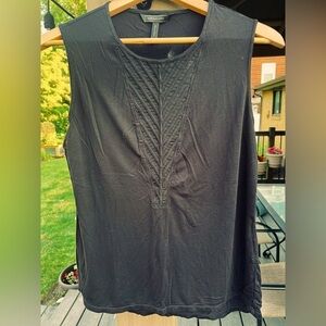 BCBGMaxazria Women's Black Drapery Tank Top Sheer Size M